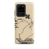 Volcano - Mikulas Galanda Samsung Case, Galaxy S20 Ultra / Matte, Light-colored Phone Case Black Line Art Design Hand