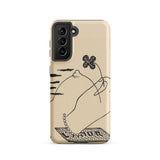 Volcano - Mikulas Galanda Samsung Case, Galaxy S21 / Matte, Beige Smartphone Case Black Line Art Design Hand