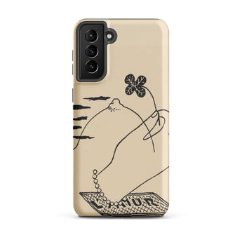 Volcano - Mikulas Galanda Samsung Case, Galaxy S21 Plus / Matte, Beige Smartphone Case Black Line Art Design
