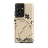Volcano - Mikulas Galanda Samsung Case, Galaxy S21 Ultra / Matte, Beige Smartphone Case Black Line Art Design Hand