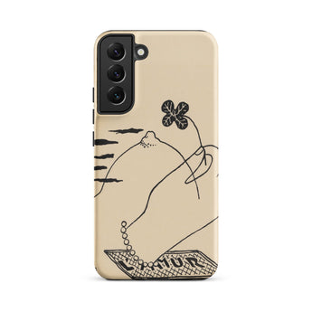 Volcano - Mikulas Galanda Samsung Case, Galaxy S22 Plus / Matte, Beige Smartphone Case Black Line Art Design Hand