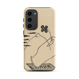 Volcano - Mikulas Galanda Samsung Case, Galaxy S23 Plus / Matte, Beige Phone Case Black Line Art Design Hand