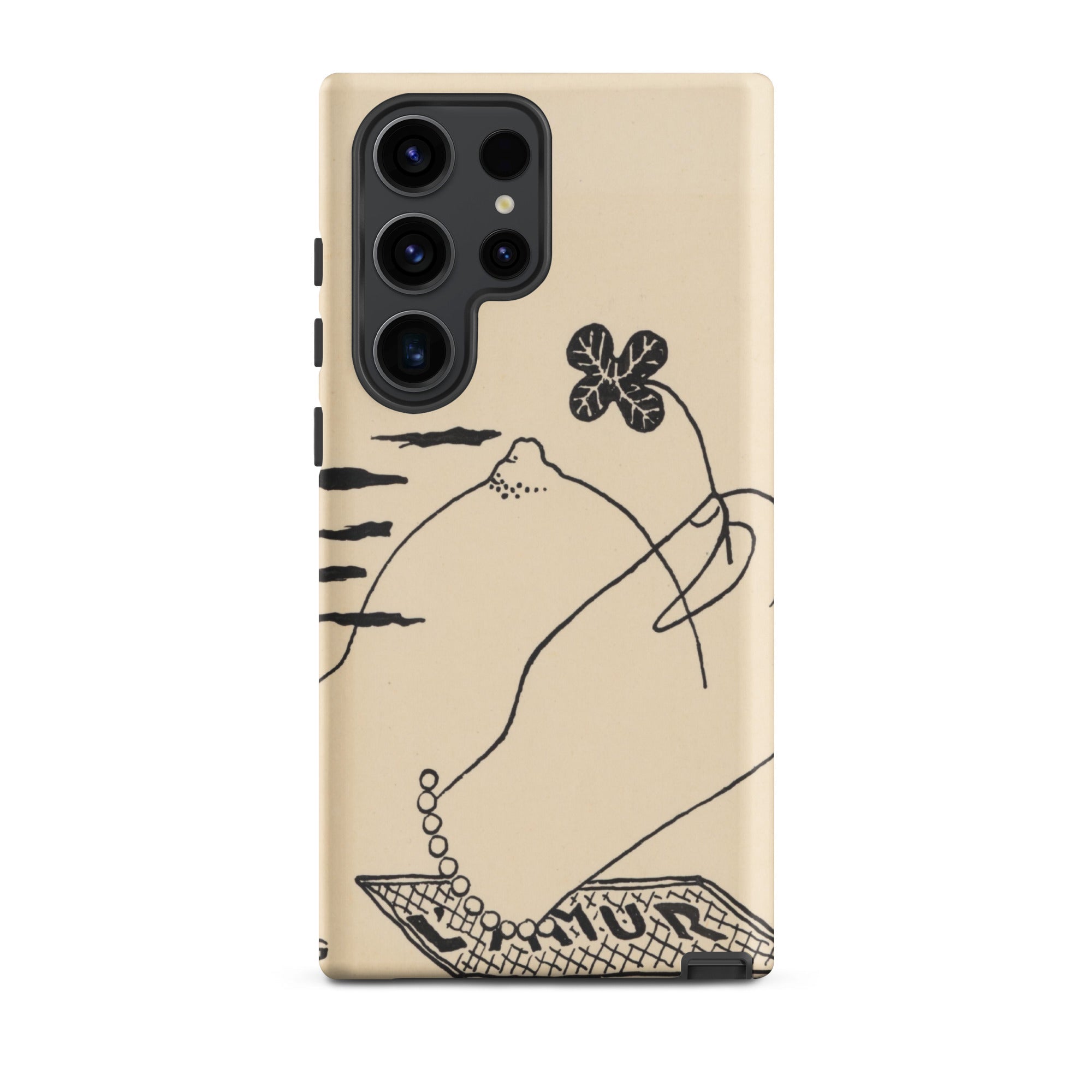 Volcano - Mikulas Galanda Samsung Case, Galaxy S23 Ultra / Matte, Beige Smartphone Case Black Line Art Hand Four-leaf