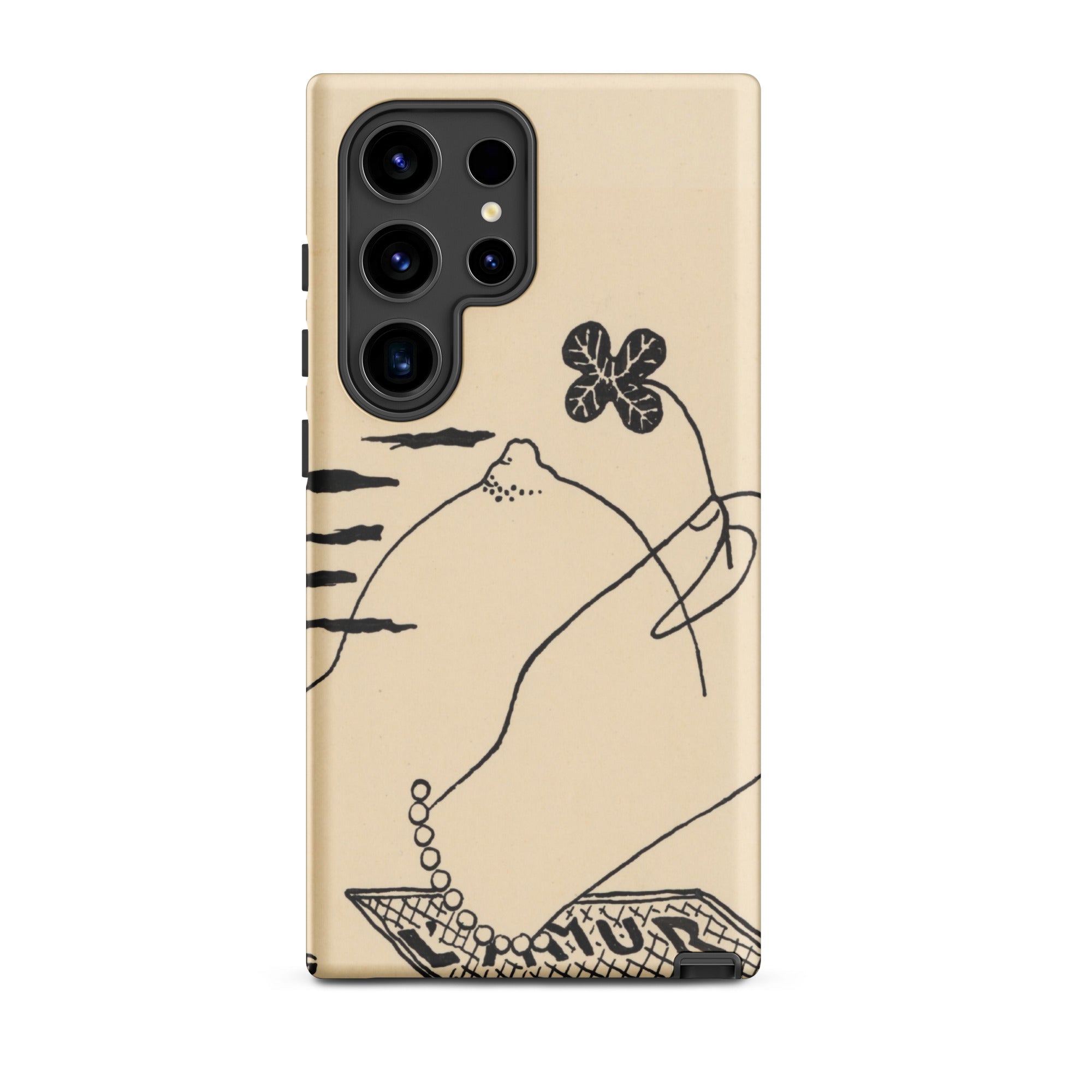 Volcano - Mikulas Galanda Samsung Case, Galaxy S24 Ultra / Matte, Beige Smartphone Case Black Line Art Hand Four-leaf