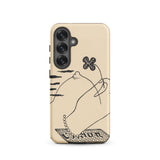 Volcano - Mikulas Galanda Samsung Case, Galaxy S25 / Matte, Beige Phone Case Black Line Art Design