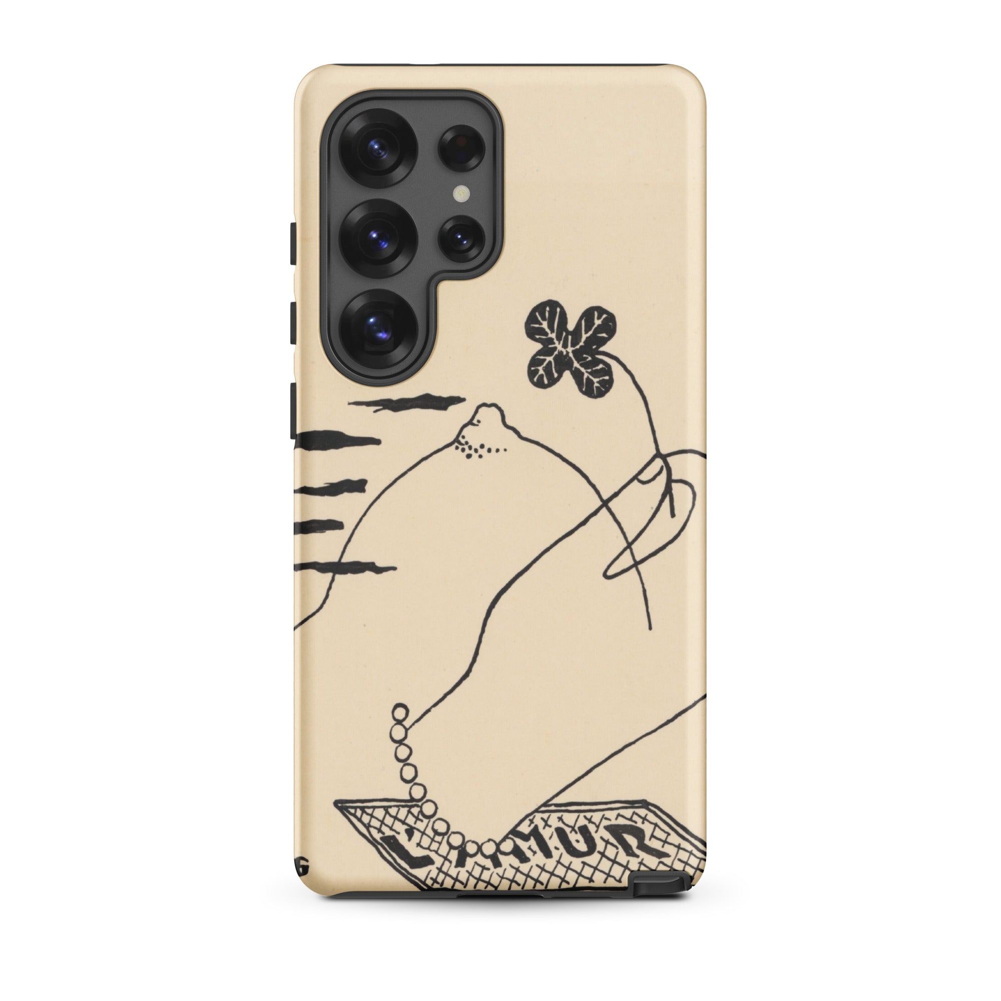Volcano - Mikulas Galanda Samsung Case, Galaxy S25 Ultra / Matte, Cream-colored Smartphone Case Black Line Art Design Hand