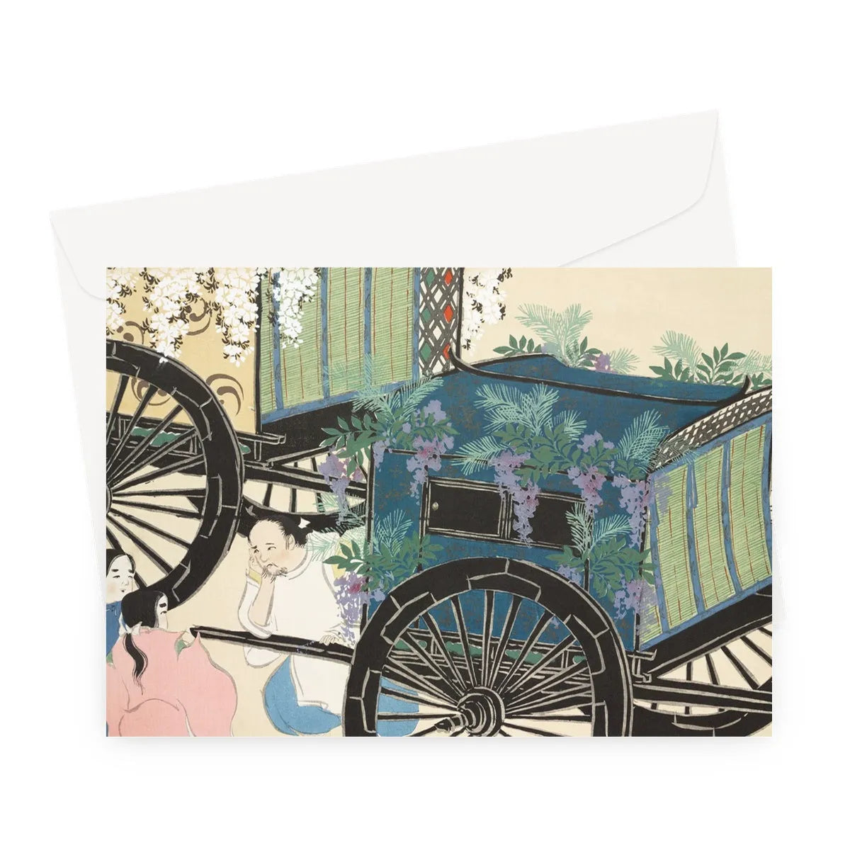 Wagon From Flowers Of a Hundred Generations By Kamisaka Sekka Greeting Card - A5 Landscape / 1 Card - Notebooks &