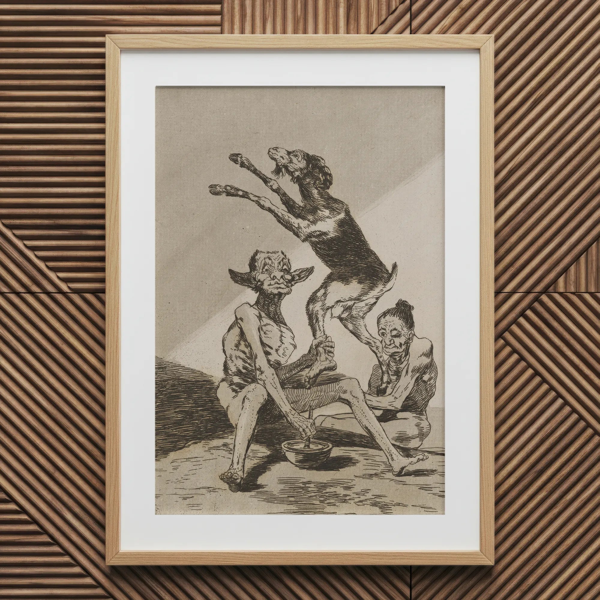 Wait ?Til You’ve been Anointed - Francisco De Goya Art Print, 20x30’’ / 51x76cm / Natural Frame / 2’’ Matboard, Framed Monochrome Three F