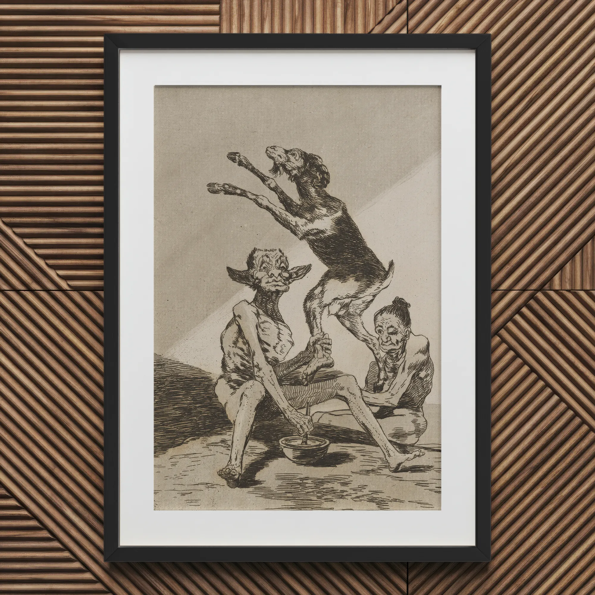 Wait ?Til You’ve been Anointed - Francisco De Goya Art Print, 24x36’’ / 61x92cm / Black Frame / 2’’ Matboard, Framed Print Macabre Goya Three