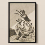 Wait ?Til You’ve been Anointed - Francisco De Goya Art Print / Canvas Black-framed Artwork Detailed Grotesque Figures Dog Monochrome Tones G
