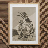 Wait ?Til You’ve been Anointed - Francisco De Goya Art Print / Canvas Framed Monochrome Three Figures Goat Rendered Grotesque Style Goya Art P