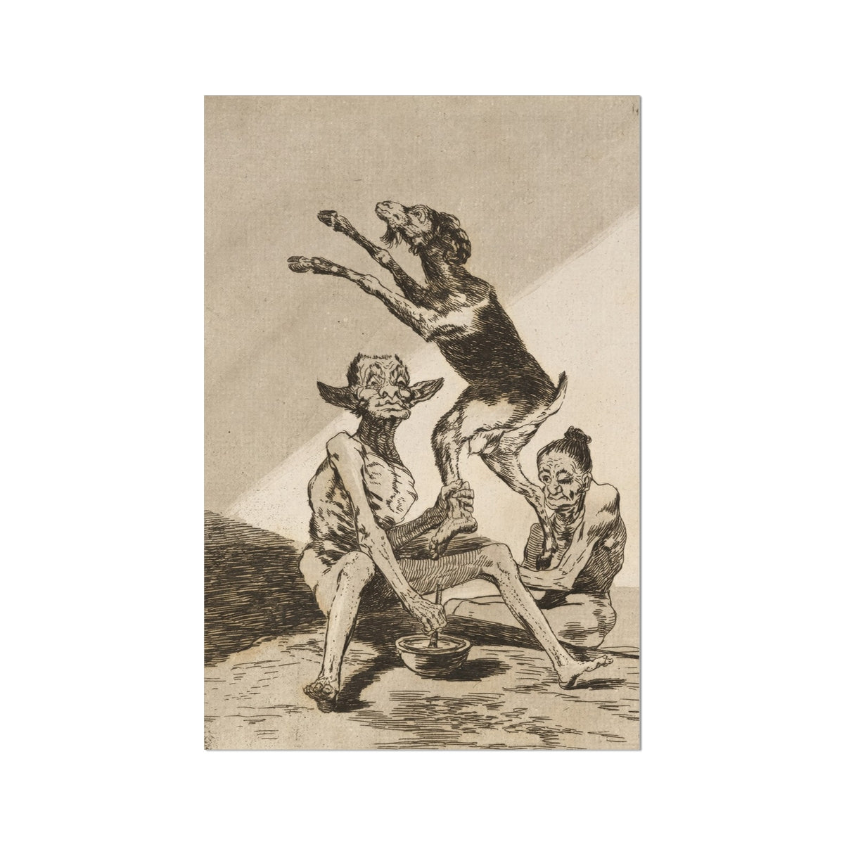 Wait ?Til You’ve been Anointed - Francisco De Goya Art Print, Grotesque Figures Goat