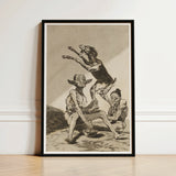 Black-framed Artwork Sepia-toned Grotesque Figures Dog Goya Art Print, Air Hums