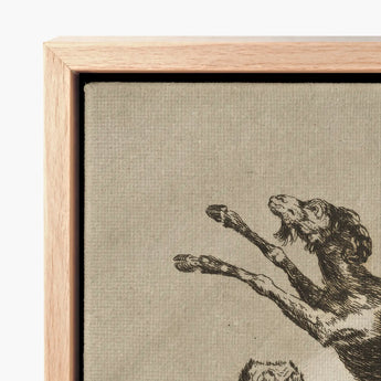 Framed Canvas Print Black Ink Illustration Energetic Dog Goya Art, Air Hums