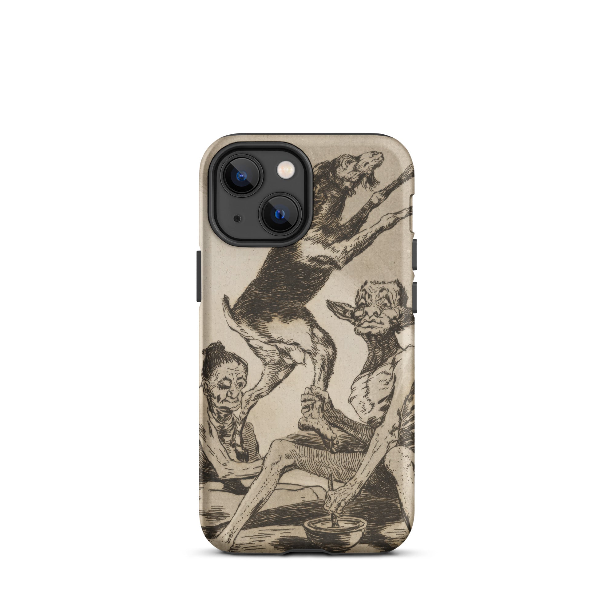 Wait Till You’ve been Anointed - Francisco De Goya Iphone Case, 13 Mini / Matte, Iphone Case Detailed Macabre Goat Two Figures