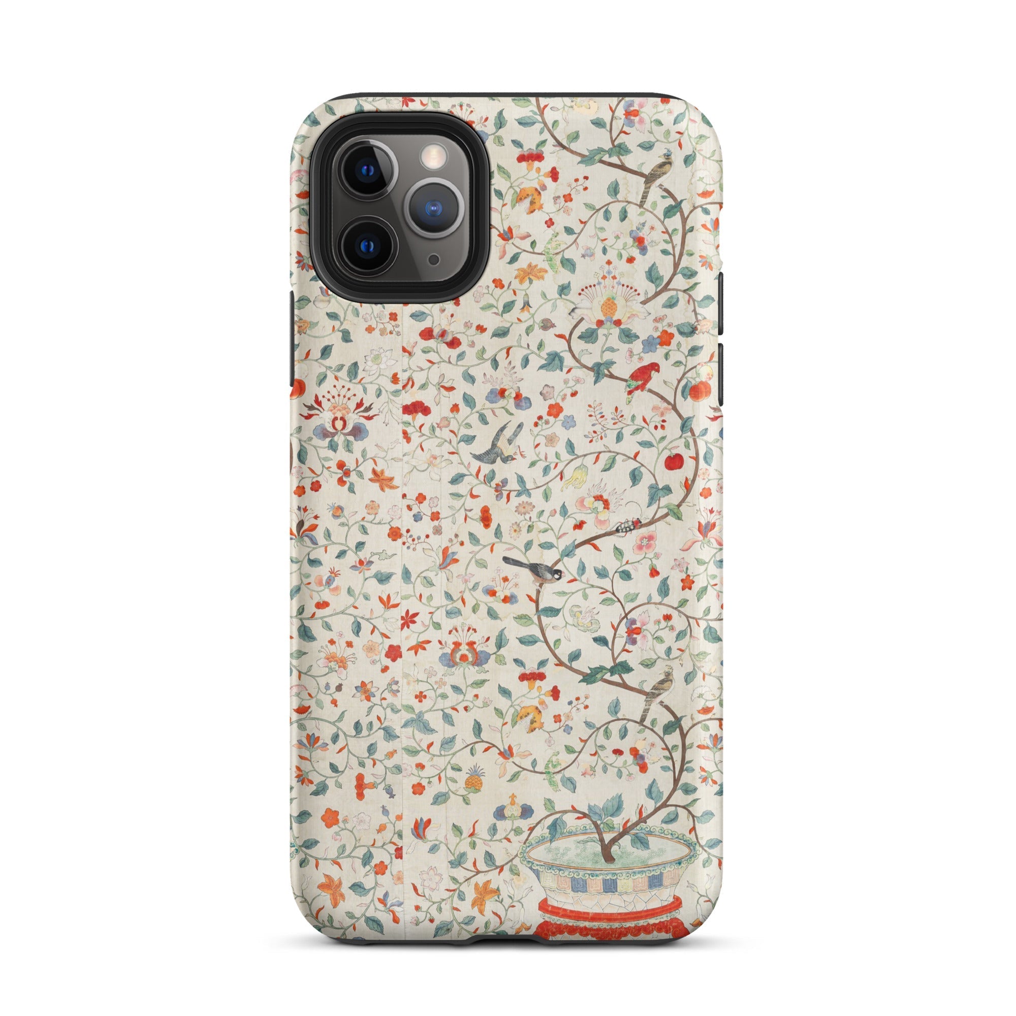 Wall Panel with Garden Urn Painted Silk Iphone Case, 11 Pro Max / Matte, Floral Bird Patterned Phone Case