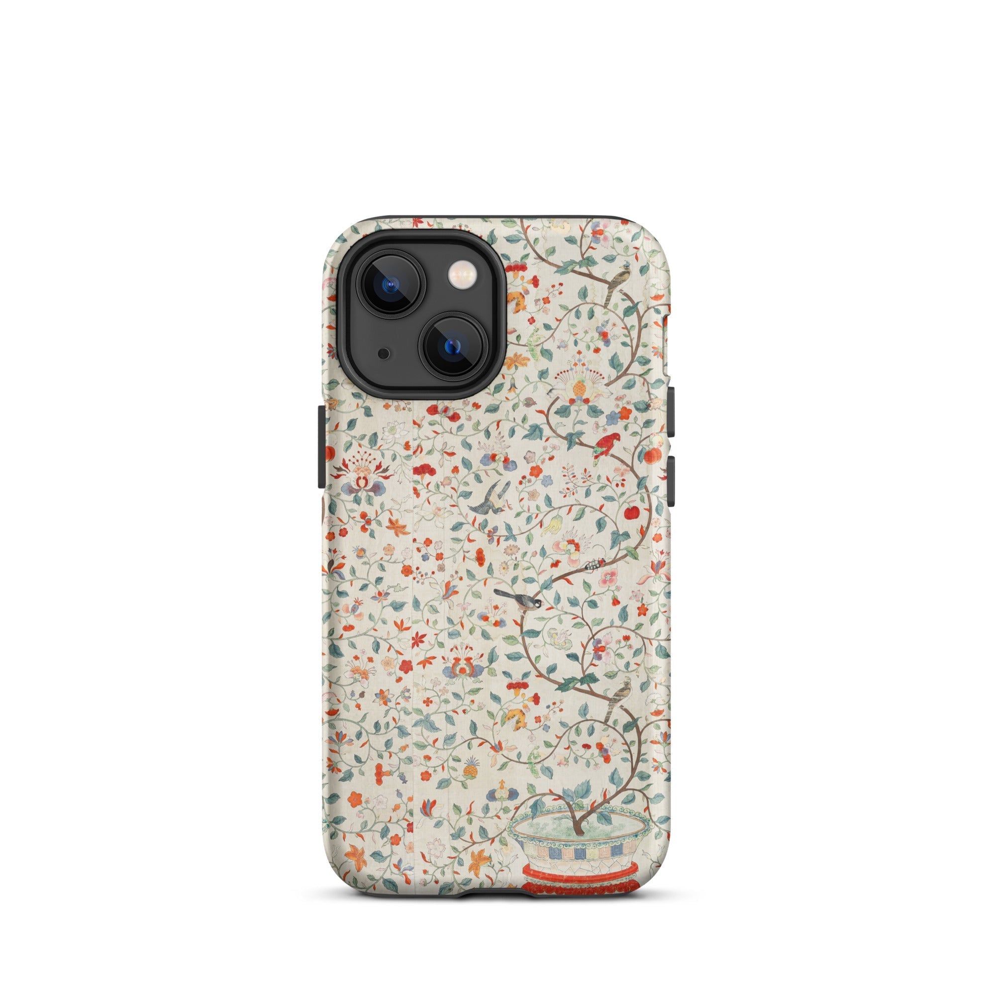 Wall Panel with Garden Urn Painted Silk Iphone Case, 13 Mini / Matte, Floral Bird Patterned Phone Case
