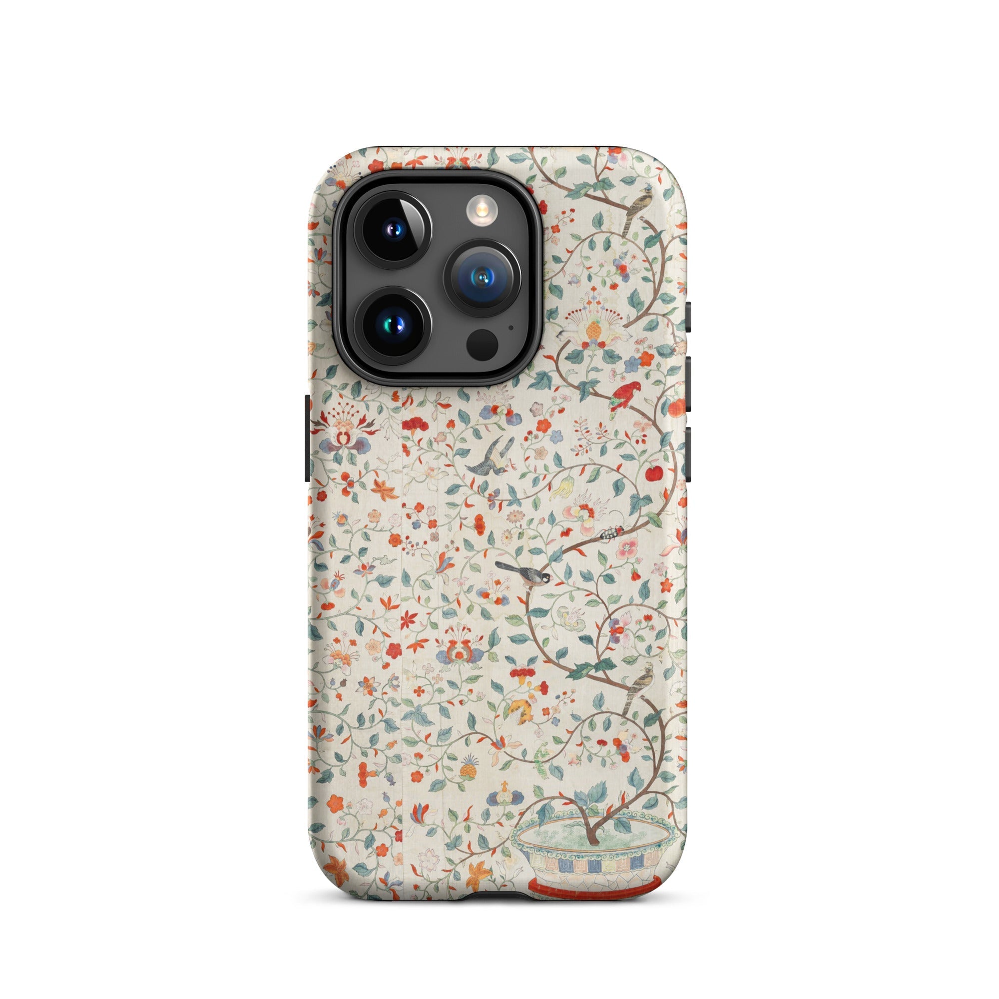 Wall Panel with Garden Urn Painted Silk Iphone Case, 15 Pro / Matte, Floral Patterned Phone Case