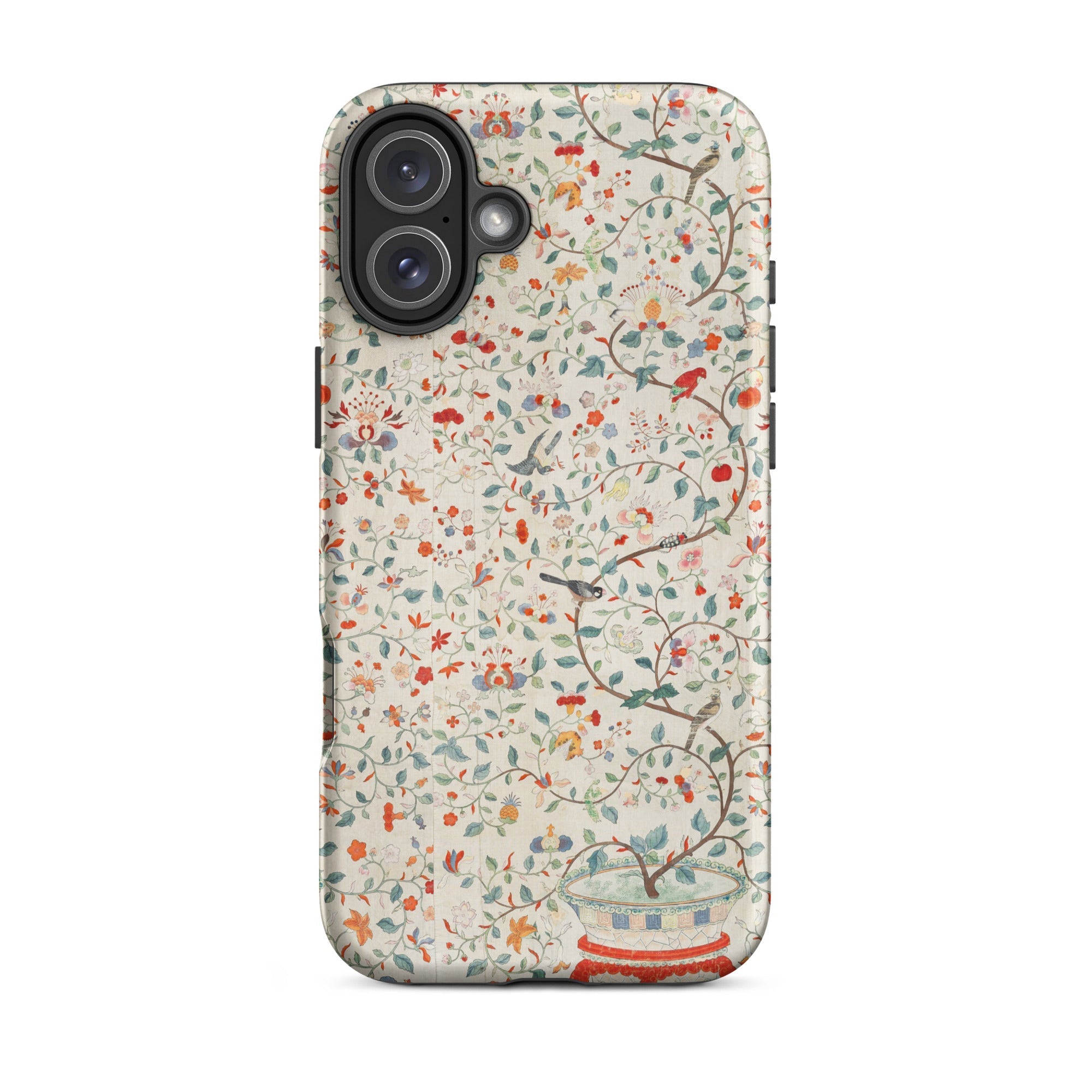 Wall Panel with Garden Urn Painted Silk Iphone Case, 16 Plus / Matte, Floral Patterned Phone Case