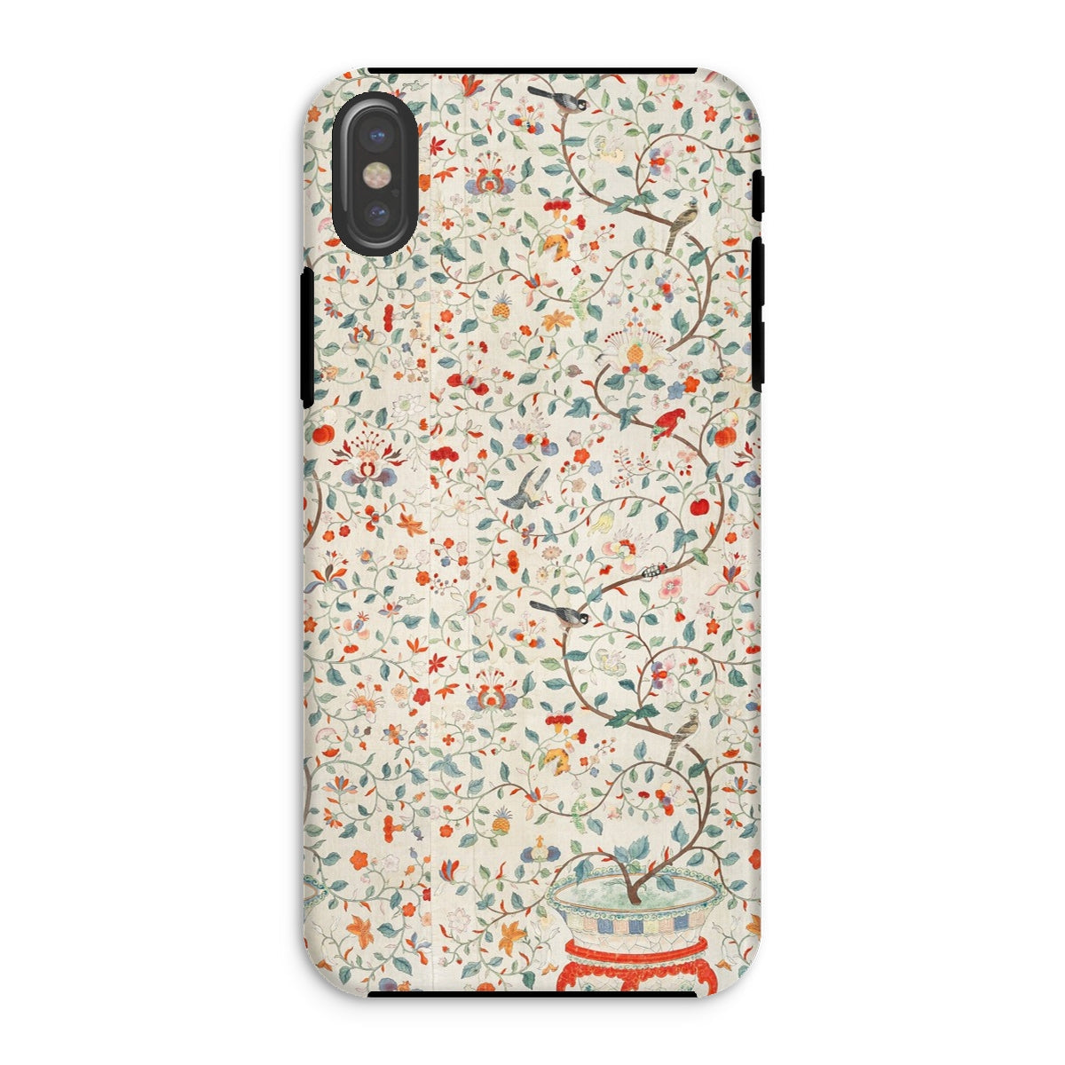 Wall Panel with Garden Urn Painted Silk Iphone Case, Xs / Matte, Floral Bird Patterned Phone Case