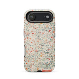Wall Panel with Garden Urn - Painted Silk Phone Case Iphone 17 Air / Matte Floral-patterned Beige Background Green Red Orange, Elegantly