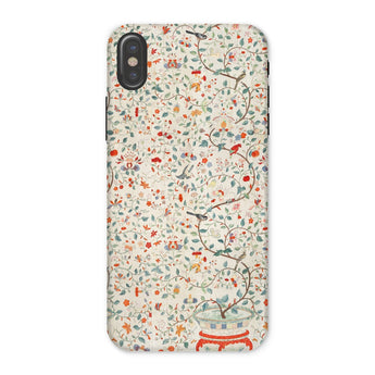 Wall Panel with Garden Urn - Painted Silk Phone Case Iphone x / Matte Floral Bird Patterned Phone Case Painted Silk Wall, Elegantly Woven