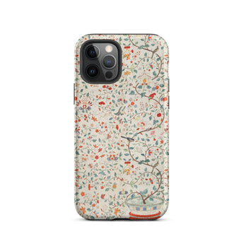 Wall Panel with Garden Urn - Painted Silk Phone Case Iphone 12 Pro / Matte Floral Patterned Phone Case Painted Silk Wall, Elegantly Woven