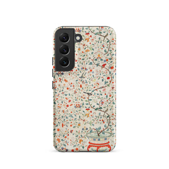 Wall Panel with Garden Urn - Painted Silk Samsung Case, Galaxy S22 / Matte, White Smartphone Case Colorful Floral Bird Pattern