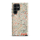 Wall Panel with Garden Urn Painted Silk Samsung Case, Galaxy S22 Ultra / Matte, White Smartphone Case Colorful Floral Bird Pattern