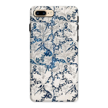 Wallflower - William Morris Botanical Pattern Iphone Case, 8 Plus / Matte, Phone Case Blue White Ornate Floral Pattern