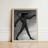 War Cry - Sascha Schneider Art Print / Canvas Framed Black-and-white Sketch Nude Figure Trombone Rendered Detailed, Male, Tears, Free,
