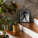 War Cry - Sascha Schneider Art Print / Canvas Black-framed Artwork Stylized Monochromatic Figure Horn Sascha Schneider, Nude Male Figure,