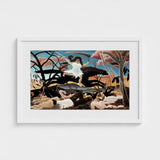 War - Henri Rousseau Fine Art Print / Canvas Turning Innocence, Child-faced Rider Cutting, Flattened Color Planes Prints