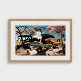 War - Henri Rousseau Fine Art Print / Canvas Turning Innocence, Child-faced Rider Cutting, Flattened Color Planes Prints