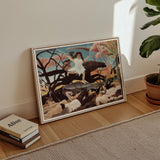 War - Henri Rousseau Fine Art Print / Canvas Surreal Painting Woman White Black Horse Turning Innocence, Child-faced Rider Cutting,