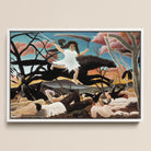 War - Henri Rousseau Framed Canvas, Framed Painting Fantastical Scene Figure Dark Trees Numerous