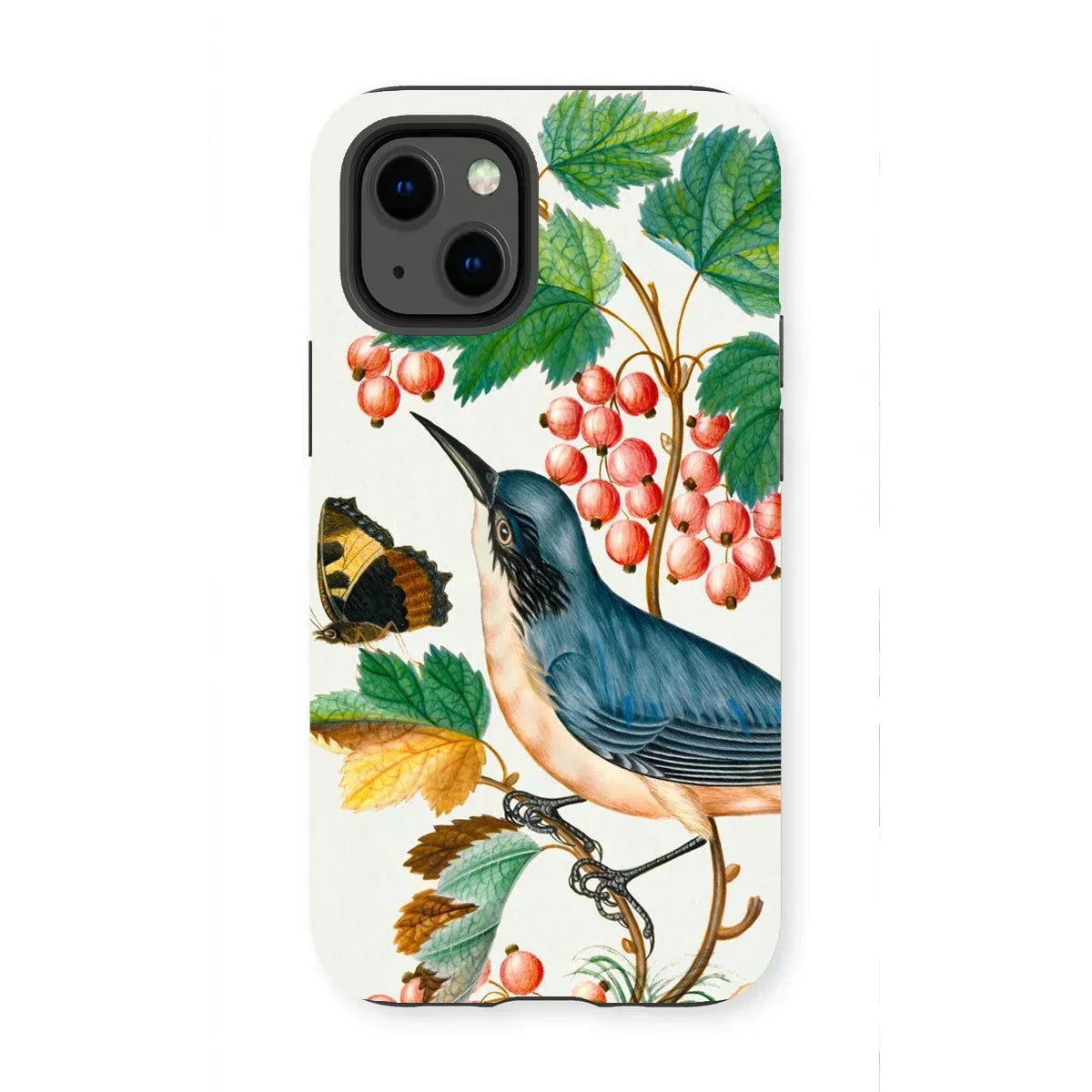 Warbler Admiral Wasps & Ants - James Bolton Iphone Case, 13 Mini / Matte, Phone Case Colorful Botanical Illustration Bird Berries