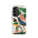Warbler Admiral Wasps & Ants - James Bolton Phone Case Samsung Galaxy S23 / Matte Phone Case Detailed Illustration Blue Beige Bird Perched