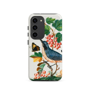 Warbler Admiral Wasps & Ants - James Bolton Phone Case Samsung Galaxy S23 / Matte Phone Case Detailed Illustration Blue Beige Bird Perched