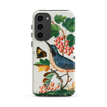 Warbler Admiral Wasps & Ants - James Bolton Phone Case Samsung Galaxy S23 Plus / Matte Phone Case Detailed Illustration Blue Beige Bird