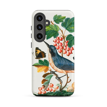 Warbler Admiral Wasps & Ants - James Bolton Phone Case Samsung Galaxy S24 Plus / Matte Phone Case Detailed Illustration Blue Bird Perched