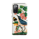 Warbler Admiral Wasps & Ants - James Bolton Samsung Case, Galaxy S20 Fe / Matte, White Smartphone Case Colorful Illustration Bird Berries
