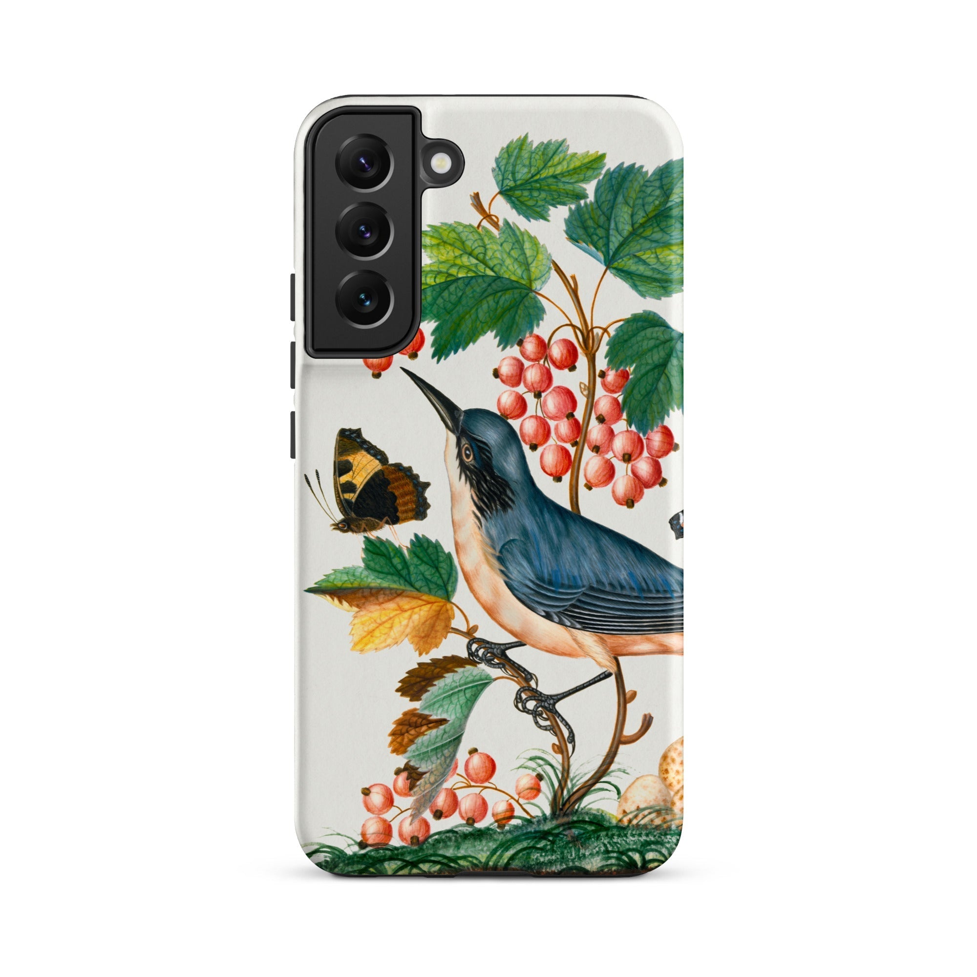 Warbler Admiral Wasps & Ants James Bolton Samsung Case, Galaxy S22 Plus / Matte, White Phone Case Vibrant Illustration Blue Bird Perched