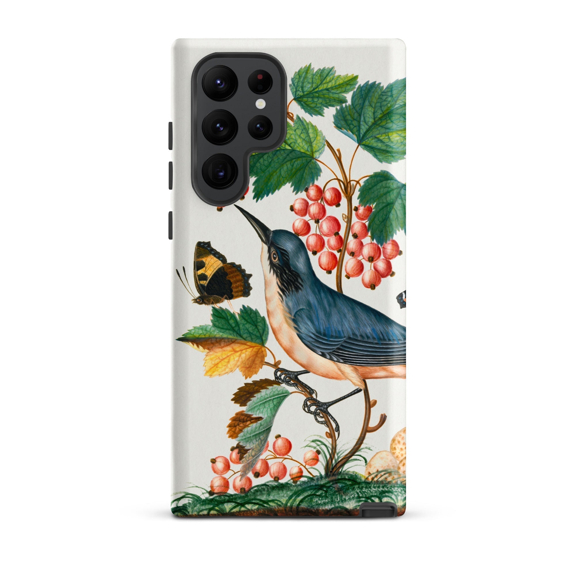 Warbler Admiral Wasps & Ants James Bolton Samsung Case, Galaxy S22 Ultra / Matte, White Phone Case Vibrant Illustration Bird Butterfly Red