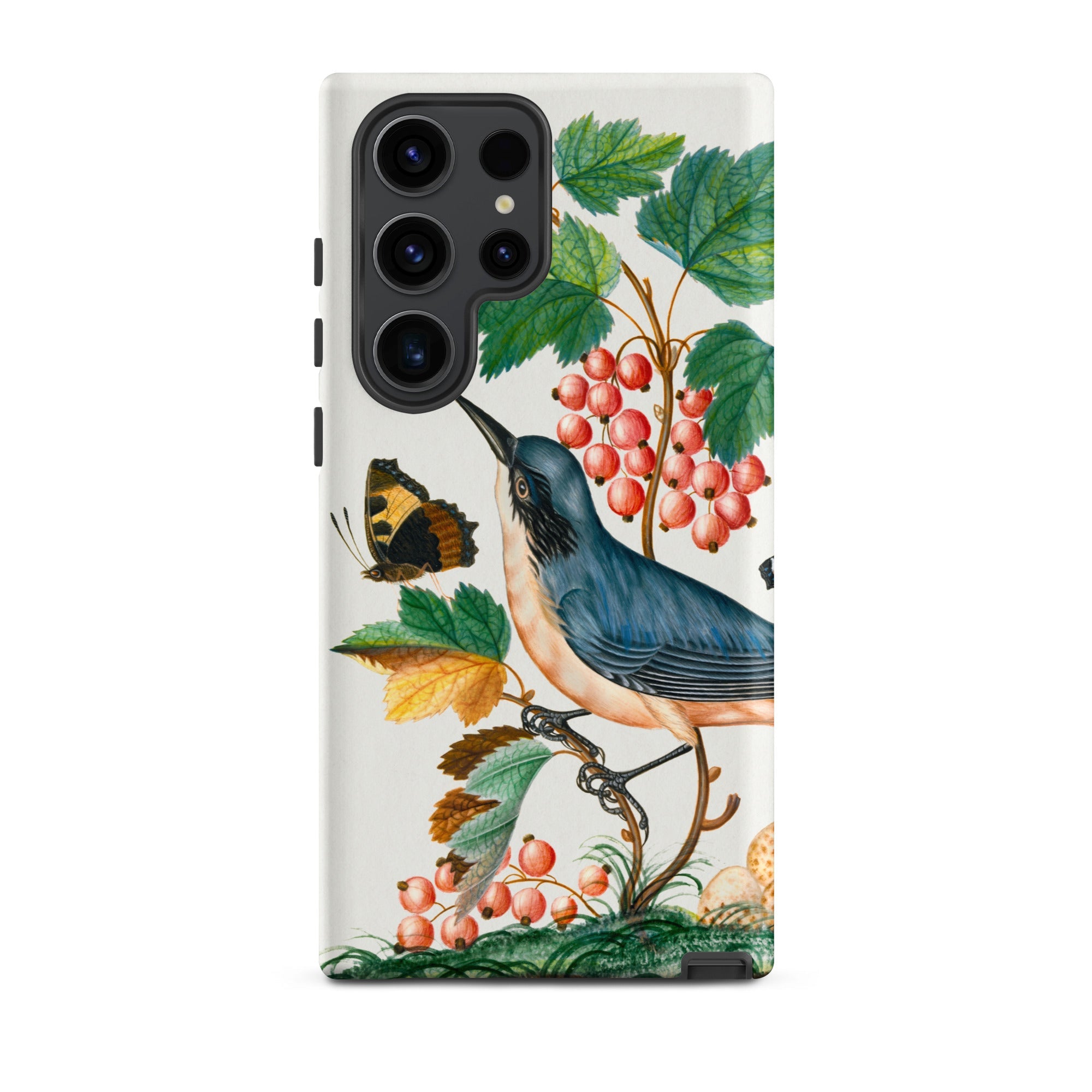 Warbler Admiral Wasps & Ants James Bolton Samsung Case, Galaxy S23 Ultra / Matte, White Smartphone Case Vibrant Illustration Blue Bird