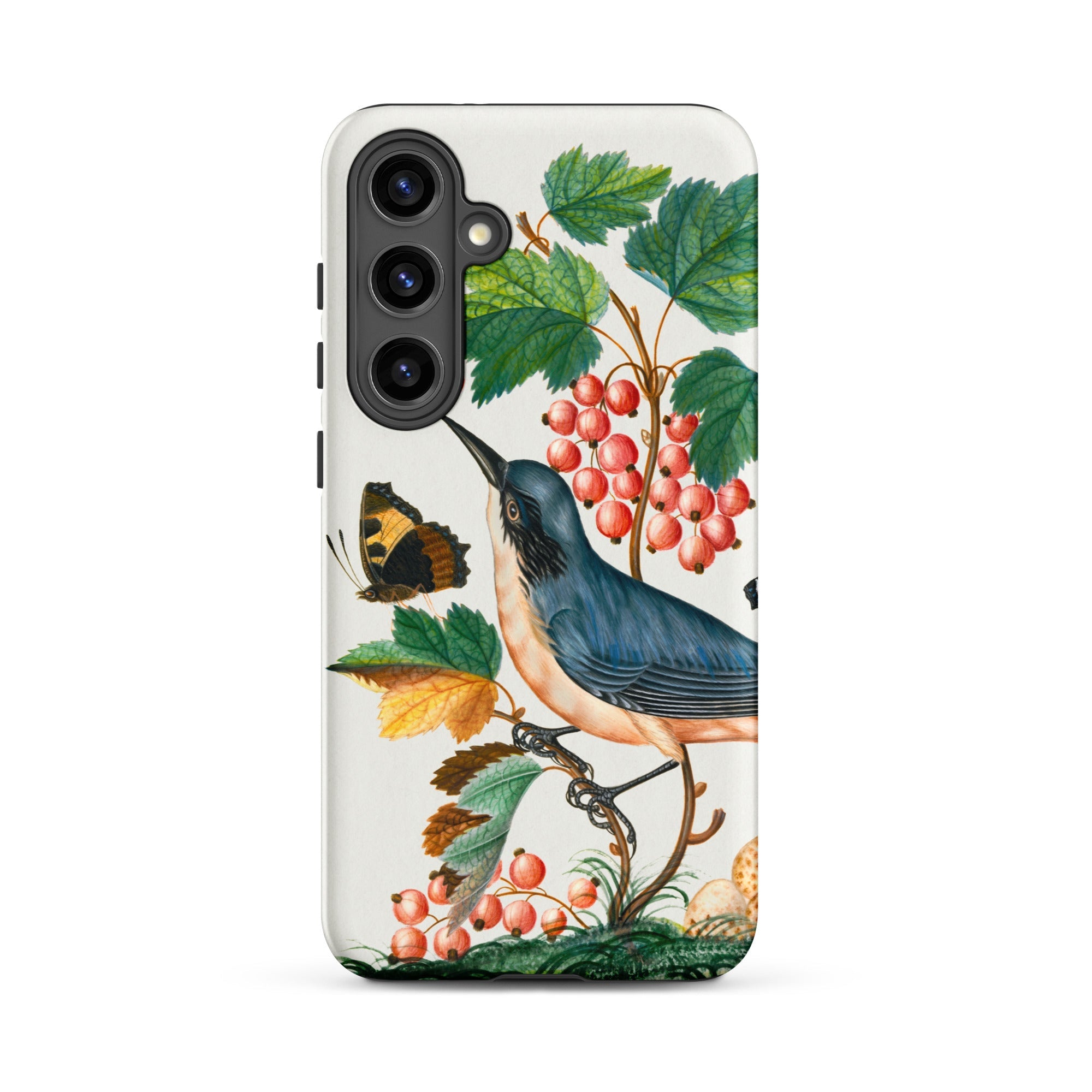 Warbler Admiral Wasps & Ants James Bolton Samsung Case, Galaxy S24 Plus / Matte, Smartphone Case Illustration Bird Red Currants