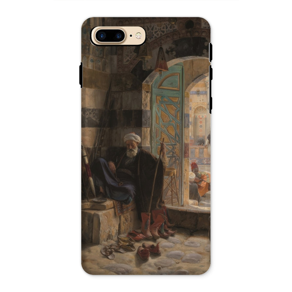 Warden of the Mosque Gustave Bauernfeind Iphone Case, 8 Plus / Matte, Phone Case Painting Seated Man Traditional Middle Eastern