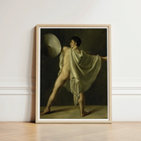Framed Classical Painting Nude Male Figure Dynamic Pose Jean-eugene-charles Alberti, Riveted Rim, Shield Lifted Flush, Straining Shoulder