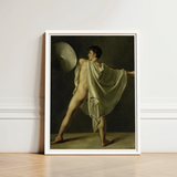 Framed Classical Painting Nude Male Figure Motion Draped Jean-eugene-charles Alberti, Riveted Rim, Shield Lifted Flush, Straining Shoulder
