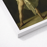 White Framed Art Print Classical Painting Muscular Legs Jean-eugene-charles Alberti, Riveted Rim, Shield Lifted Flush, Straining Shoulder